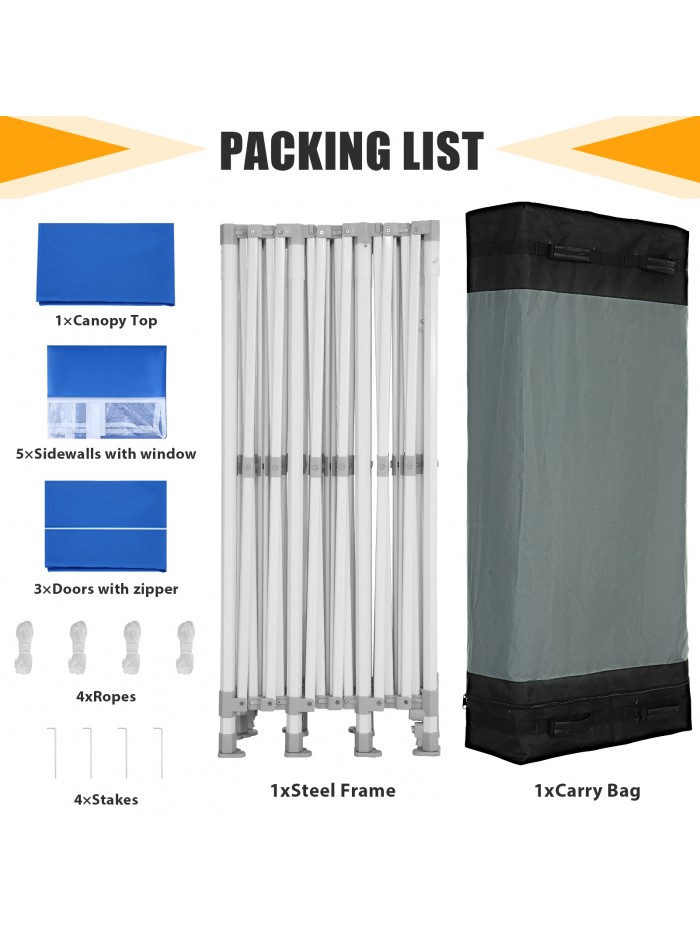 HOTEEL Canopy 10x30 Pop up Canopy with 8 Sidewalls Heavy Duty Party Tent Outdoor Party Event Gazebo Commercial Canopy Tents for Parties Wedding Outdoor Events, Blue