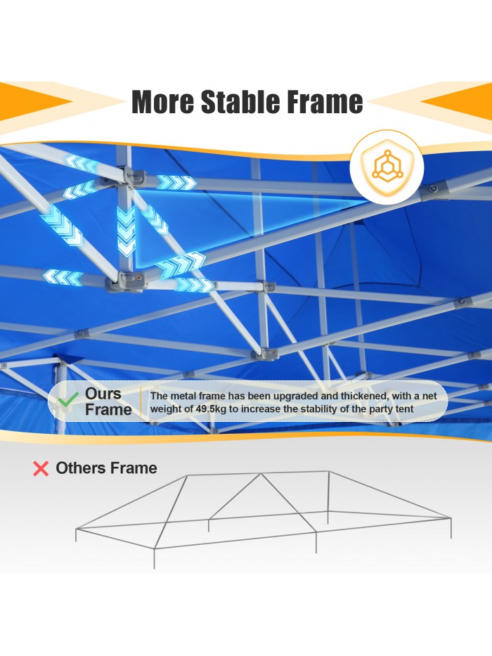 HOTEEL Canopy 10x30 Pop up Canopy with 8 Sidewalls Heavy Duty Party Tent Outdoor Party Event Gazebo Commercial Canopy Tents for Parties Wedding Outdoor Events, Blue