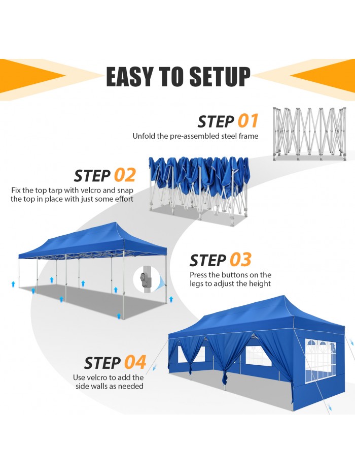 Hoteel 10x15 Heavy Duty Canopy Tent with 4 Sidewalls, Pop up Canopy for Parties Wedding, Commercial Easy up Gazebo with Roller Bag, UV 50+ 