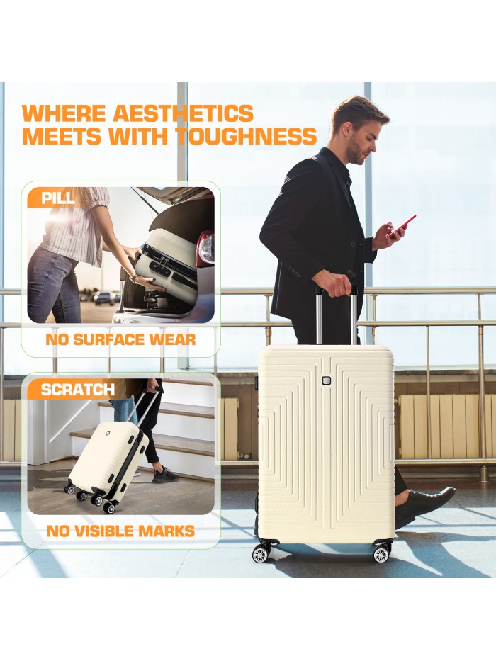 HOTEEL Luggage 3 Piece Set, Suitcase Set with Spinner Wheels & TSA Lock, 20 in Hardside Lightweight Luggage Set with duffel bag & toiletry bag, Black